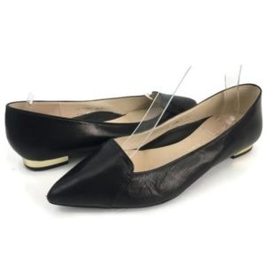 Eizo Women's Black Leather Ballet Flats Sz 235 MM